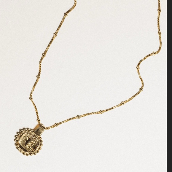 Pamela Card Jewelry Heavenly Flight Amulet Necklace, 24K Gold Plated, Coin - Picture 4 of 5